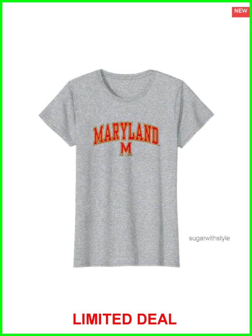 Maryland Terrapins Womens Arch Over Gray T-Shirt Fan NCAA Tee